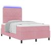 LED Box Spring Bed with Mattress Pink 120 X 190 Cm Velvet