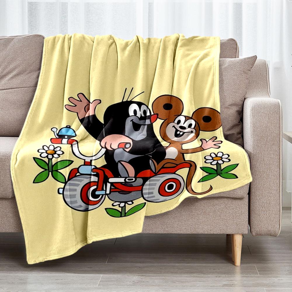 Krtek Theme Printed Blanket - Perfect for Couch, Bed, Travel & Outdoor Use | Machine Washable, Cozy & Durable.