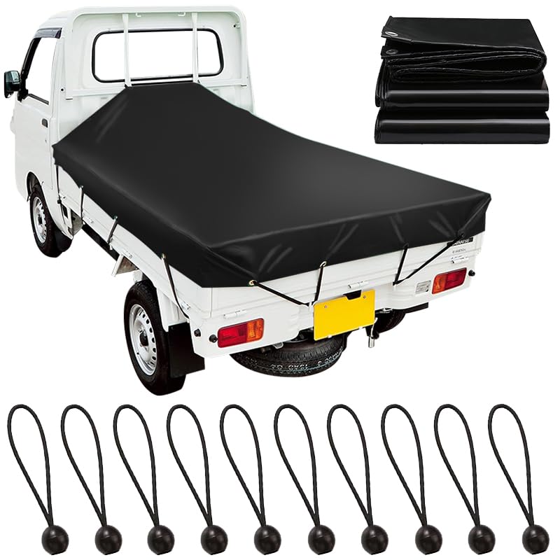 ProTorque Light Truck Bed with Elastic 240 X 190 Green Cargo Bed Mat Sheet, Waterproof, Bands, 10-Piece Set, Cm, Thick, UV-Resistant, Gray, Black,
