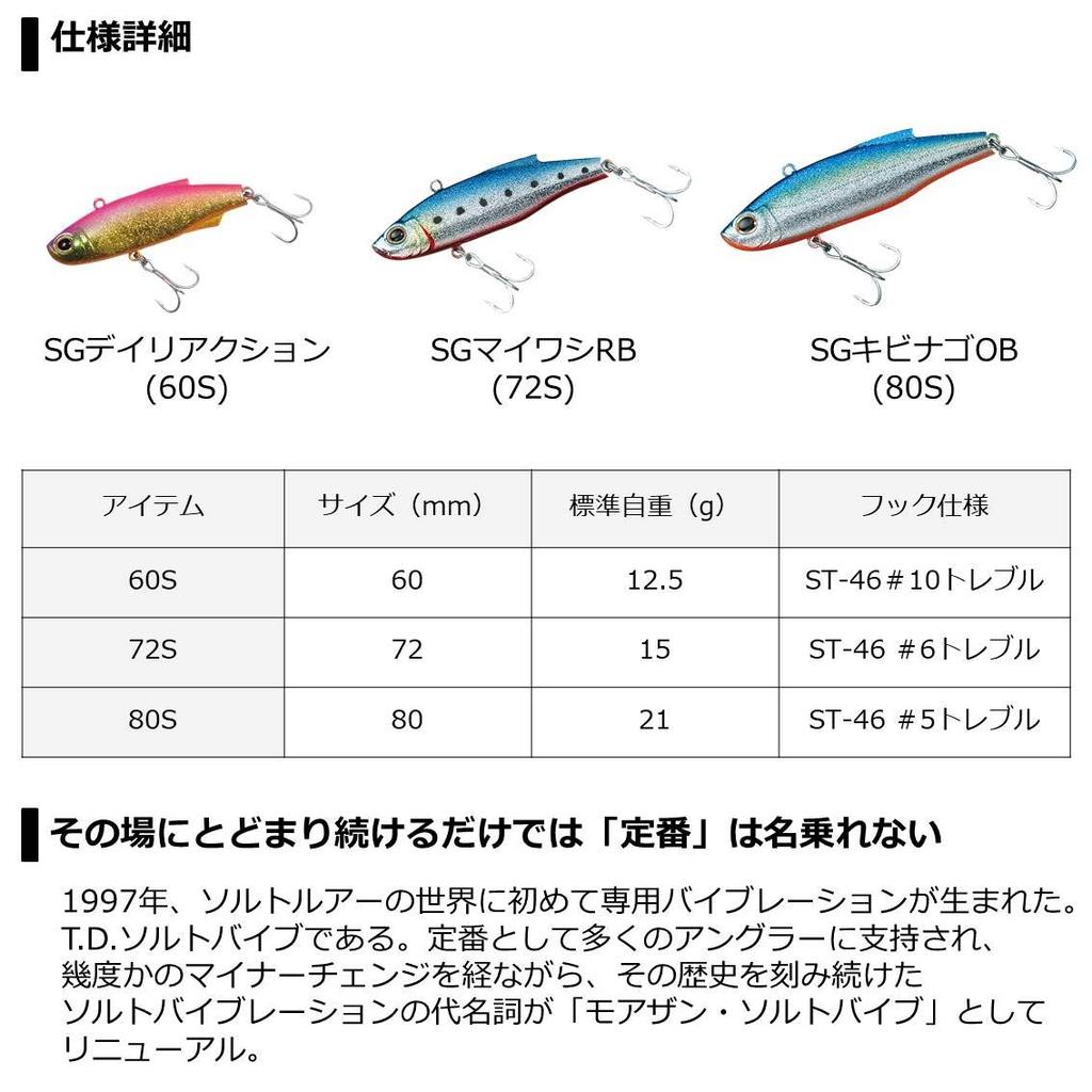 Daiwa Sea Bass Vibration Morethan Salt Vibe Chart Back Pearl 72S Lure