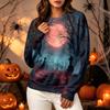 Women's Long Sleeve Halloween Print Neck Sweatshirt, Casual Relaxed Fit Pullover Top