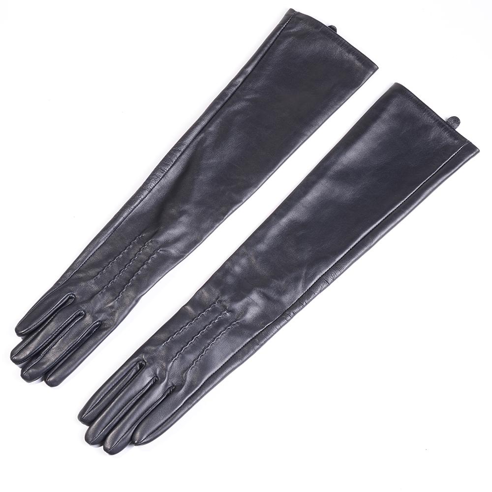 Женские Женские Натуральная Кожа Овчина Локоть Мода Розовые Перчатки Гламурные Вечеринка Вечер Опера/Длинные Перчатки S 30CM чёрный