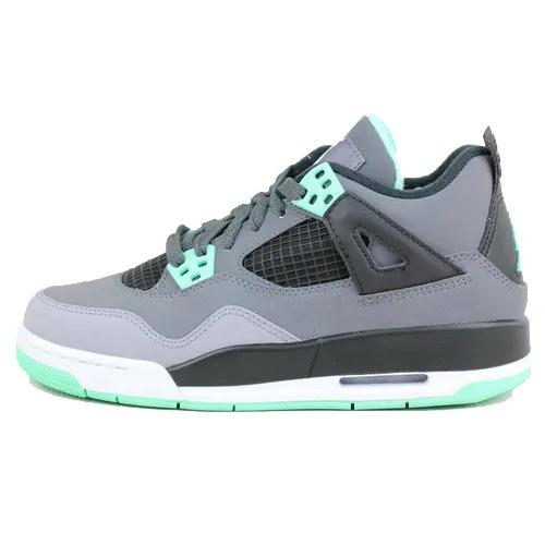 Air Jordan 4 Retro Grade School 'Green Glow' (Unisex) Dark Grey / Green Glow / Cement Grey / Black Kids' Basketball Shoes 408452 033