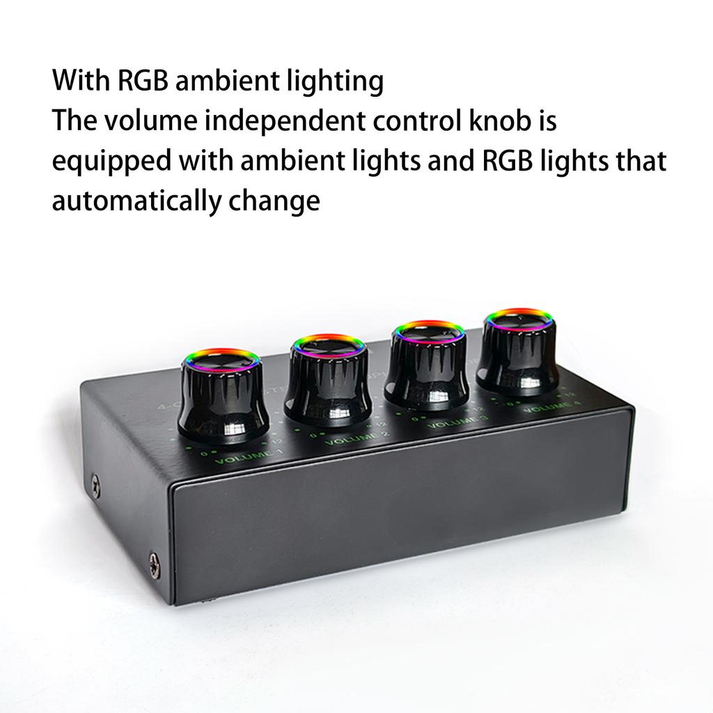 Headphone Amplifier 4 Channel LED Stereo Sound Amplifier Earphone Splitter Power Adapter Headphone for Sound Mixer