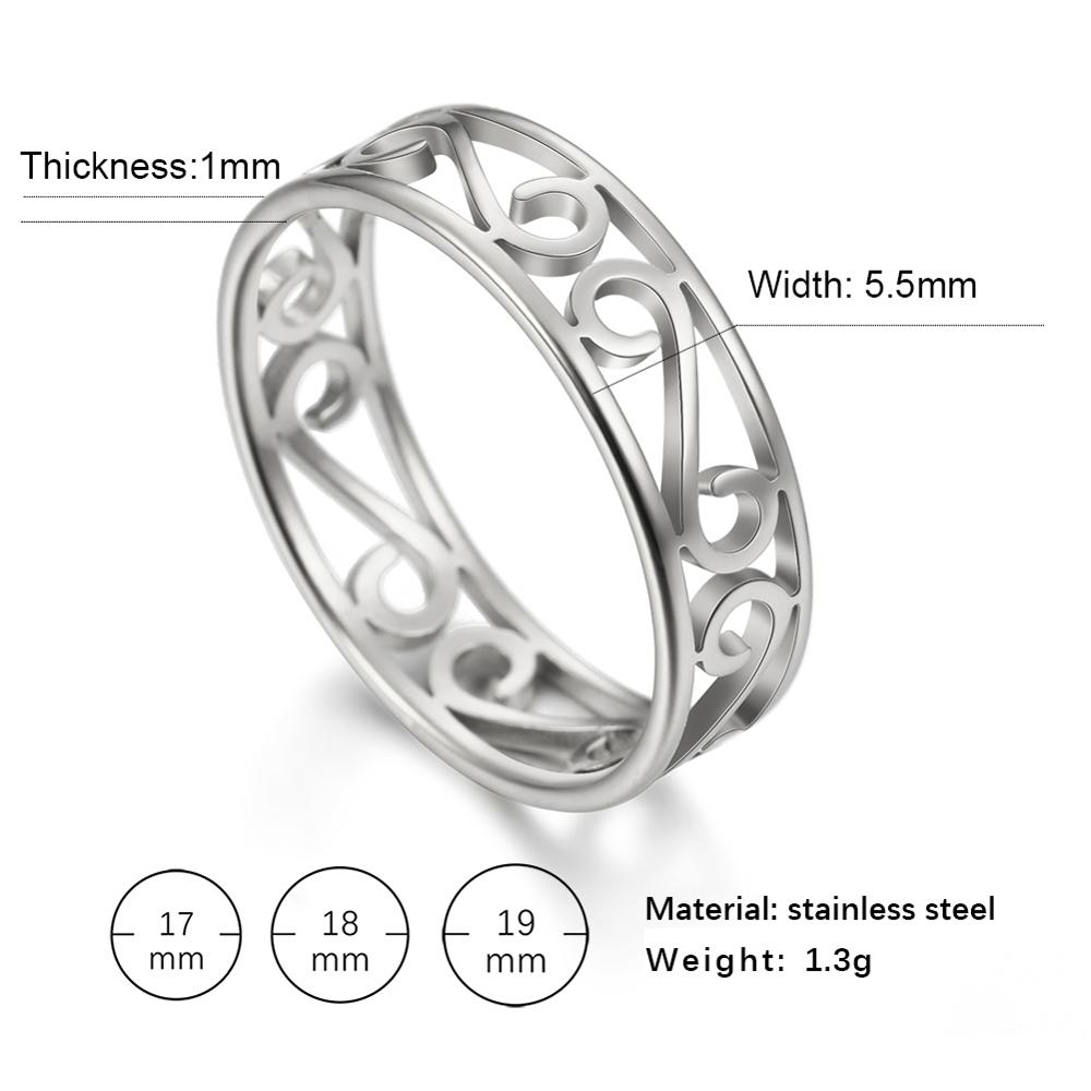 Vintage Filigree Flower Ring Women Girls Stainless Steel Romantic Gold Color Casual Rings Jewelry Anniversary Gift