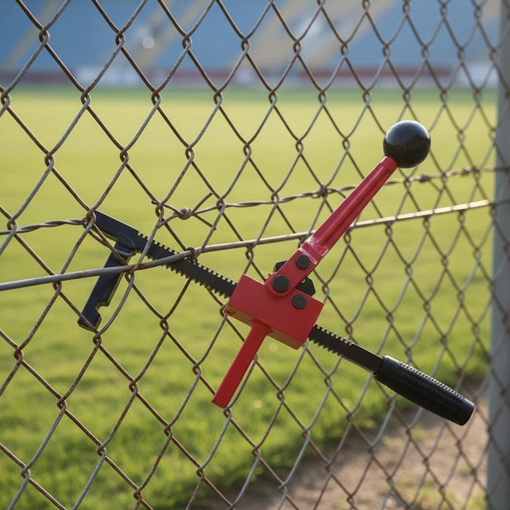 Fence Mesh Tightening Tool with Hooked Jaw Sturdy Toothed Rack Tensioning