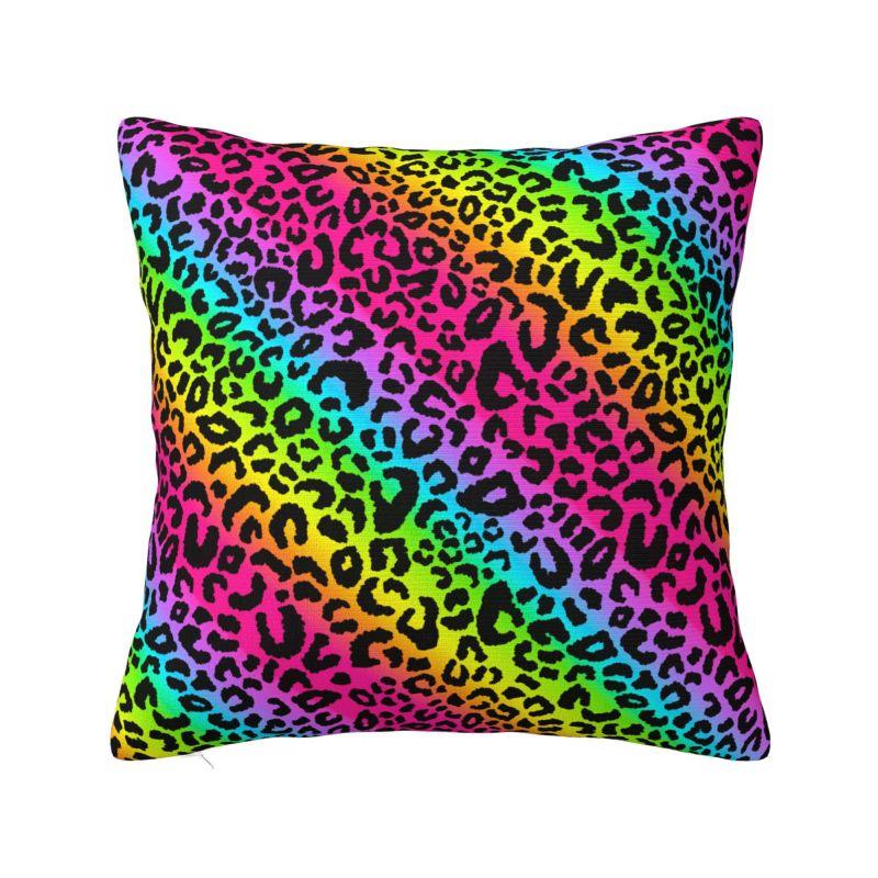 Colofrul Rainbow Leopard Throw Pillow Case Home Decorative Modern Cushions Cover For Sofa Chair Square Polyester Pillowcase