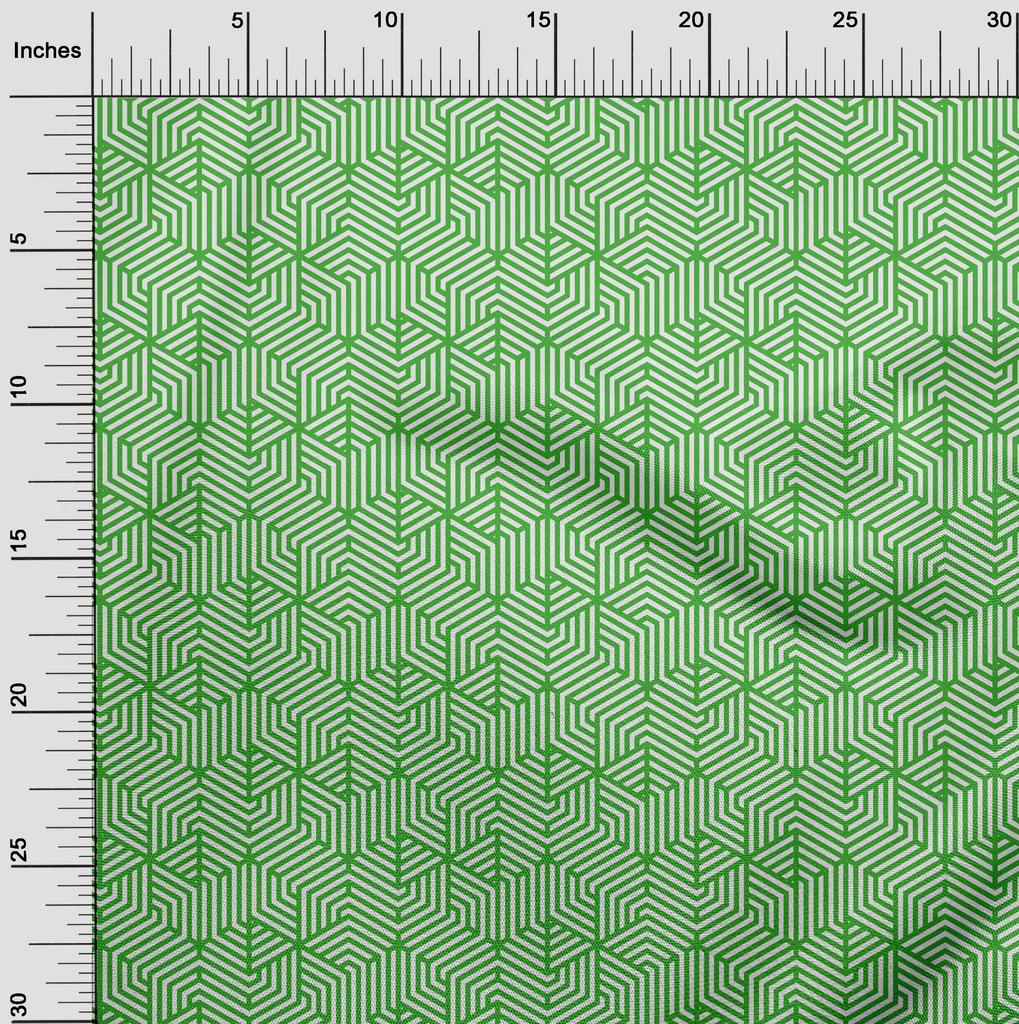oneOone Georgette Viscose Green Fabric Geometric  Fabric For Sewing Printed Craft Fabric By The Yard 42 Inch