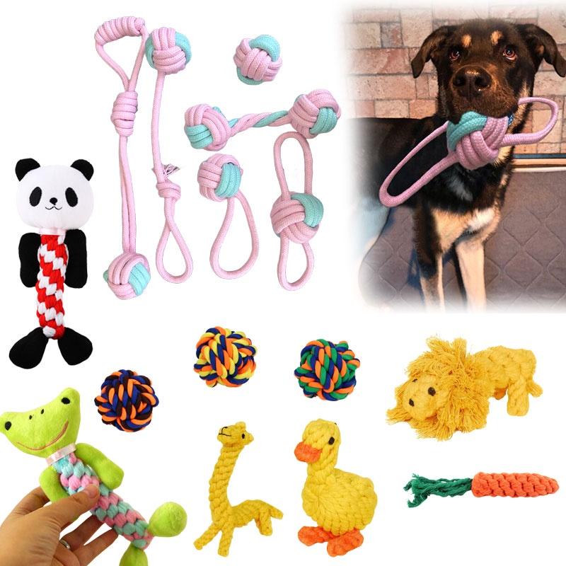 Kit de 6x Brinquedos de Corda para Cães Resistentes e Duráveis Nó de Mastigar Bola Pet Filhote Urso Brinquedo de Algodão Atacado