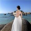 New White High-end Three-dimensional Deep V Neck Ruffle Edge Bridal Morning Robe Banquet Dress Vacation Dress