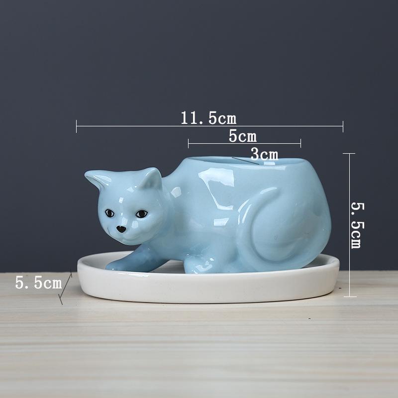 Cartoon Animal Succulent Flower Pot Creative Desktop Plant Cactus Ceramic Flower Pot With Tray