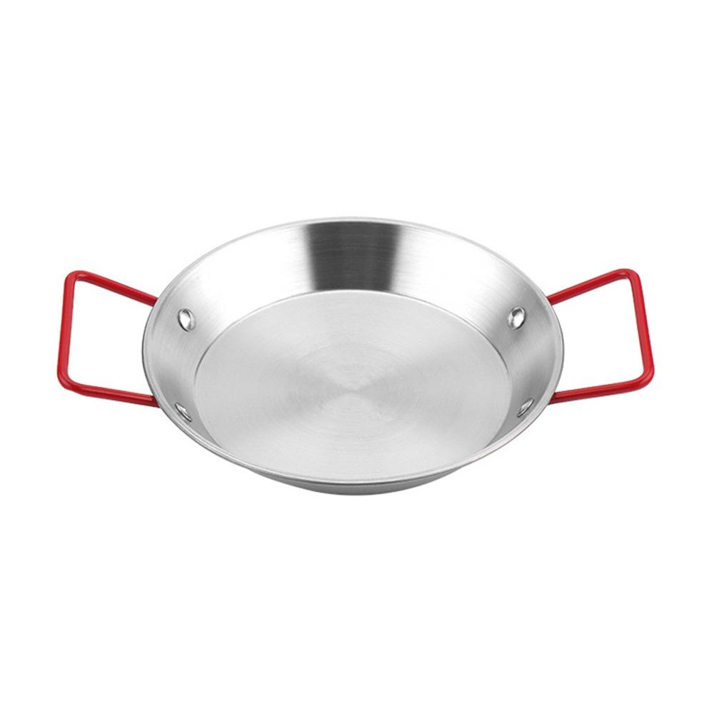 New 20cm/24cm/28cm Flat Bottomed Plate with Handle Gold Silver Snack Plate Stainless Steel Thicked Seafood Plate Seafood Cooking