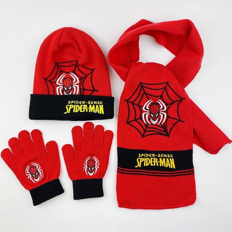 Cozy And Colorful Spider Man Knit Hat Scarf And Gloves Set For Boys Autumn Winter Outdoor Fun