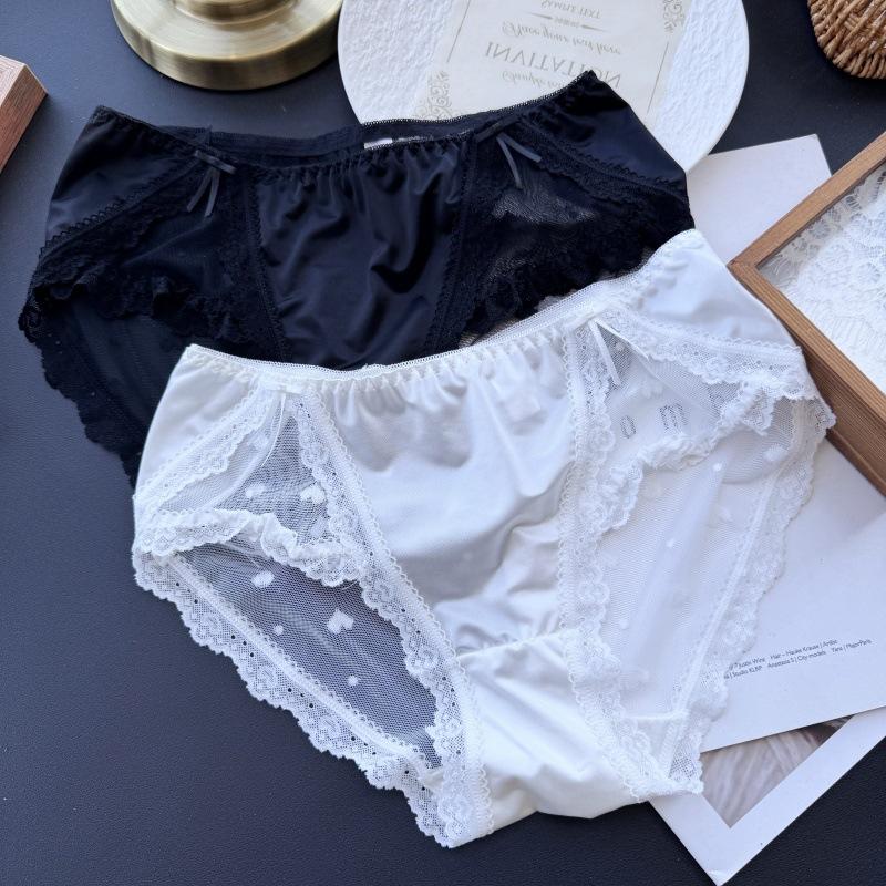 Ladies Spring Summer High Split Ice Silk Jacquard Sexy Panties