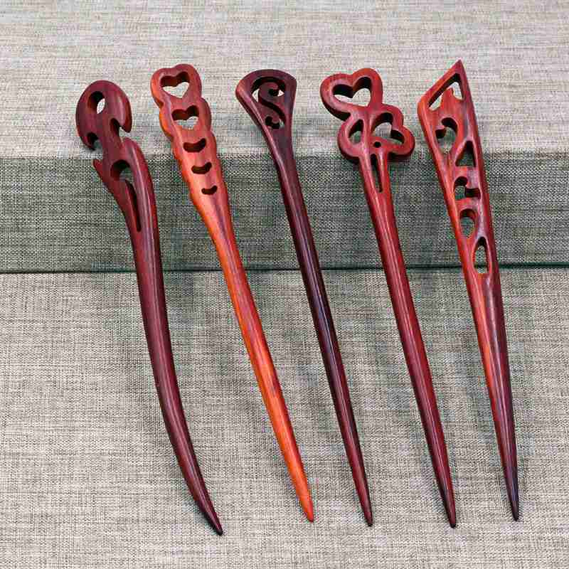 Hair Clasp Girls New Handmade Classical Hairpin Wholesale Updo Red Sandalwood Rosewood Hairpin Ladies Red Sandal Wood