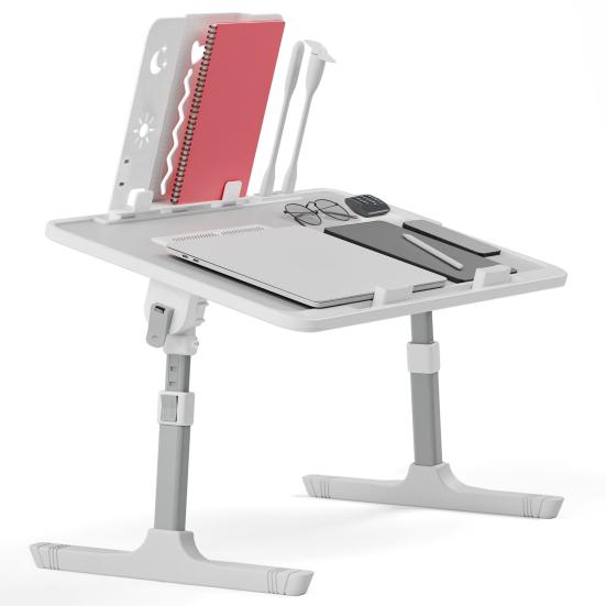 Laptop Lap Desk, Laptop Bed Tray Table, Adjustable Lap Desk with Light Fan, Folding Laptop Desk for Bed with USB, Bed Desk with Storage Drawer