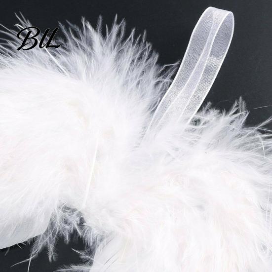 Angel Wing Tree Toppers 10Pcs White Feather Wings Ornament for Christmas Decoration, Soft Fluffy Hanging Pendant with Lanyard Holiday Parties And Baby