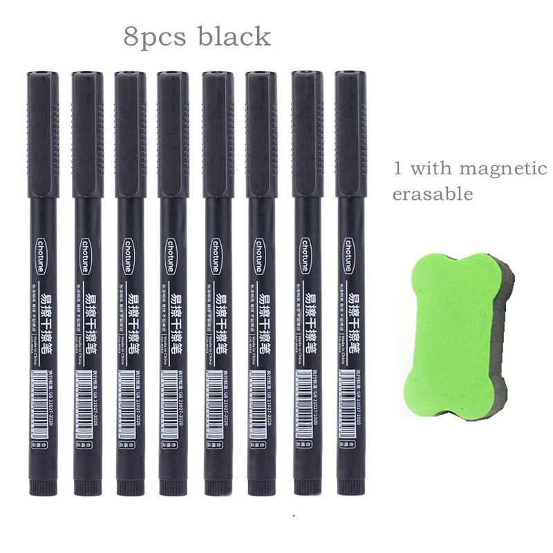 8 buc Marker Whiteboard Șters 0.5mm Vârf Fin Cerneală Neagră/Albastră/Roșie Marker Tablă Școală Birou Artă Scris Papetărie