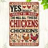 Metal Wall Poster with Chicken Quote, Vintage for Home Garage