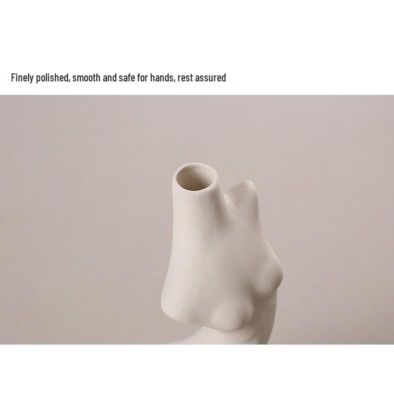 Human Body Shape Ceramic Sculpture Vase - White Decor Art Piece