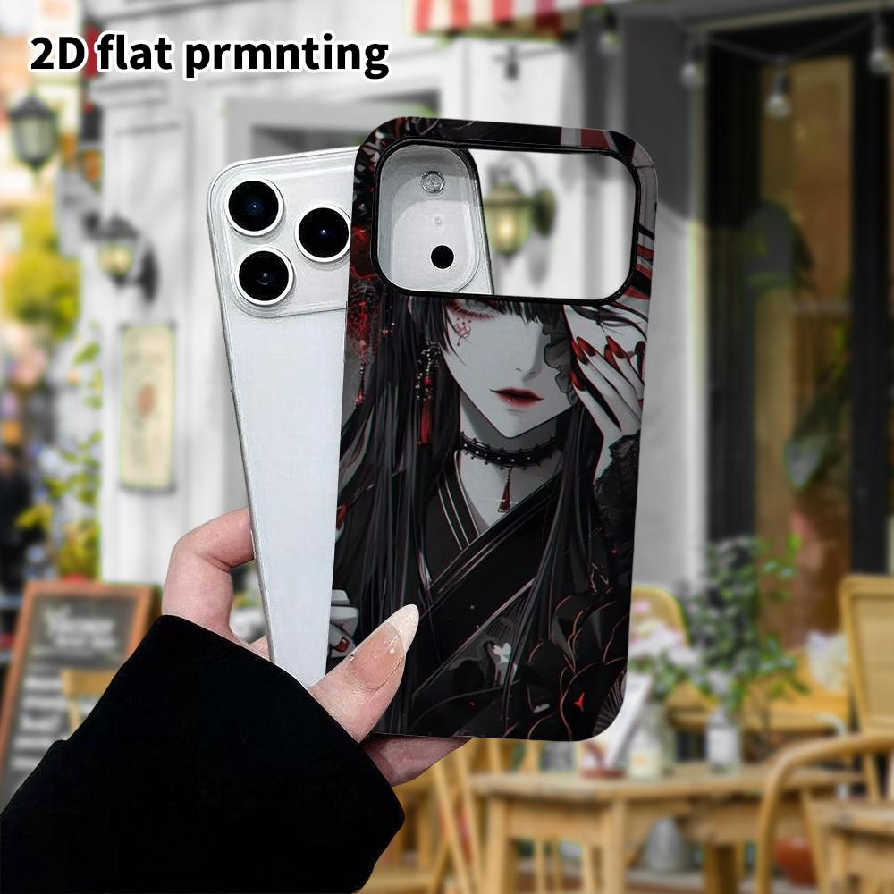 Phone Case: 2D flat, fits iPhone 18, 17, 16, 15, 14, 13, 12Pro protective case, dark fox-faced girl, perfect Christmas and Halloween holiday gift