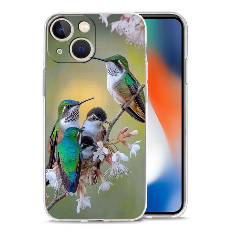 Phone Case For iPhone 16 Cases iPhone 15 12 13 14 16 Pro Max X XR XS Max 15 Plus 16Pro iPhone11 Clear Soft Cover Hummingbird