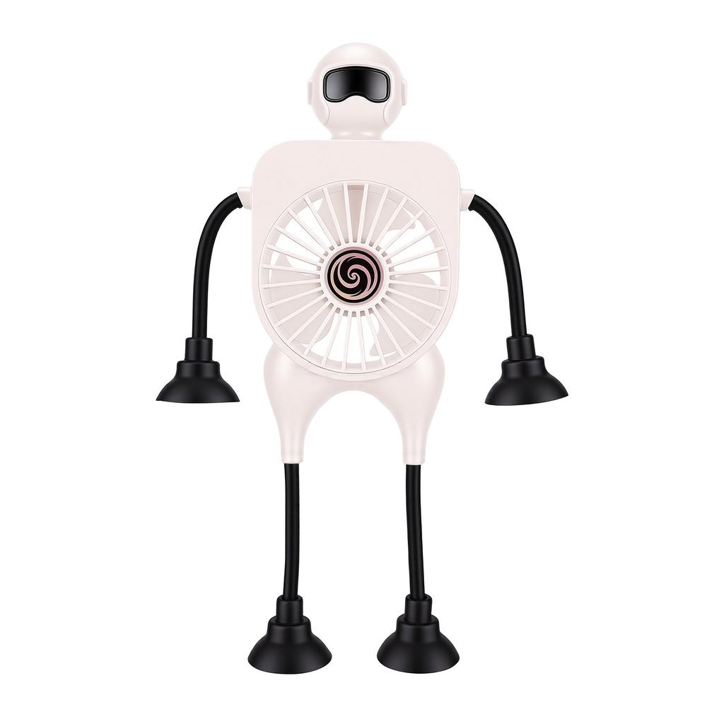 Desk Fan Robot Shape with Suction Cup 100 Speeds Digital Display USB Rechargeable Mini Desk Fan for Bedside Nightstand