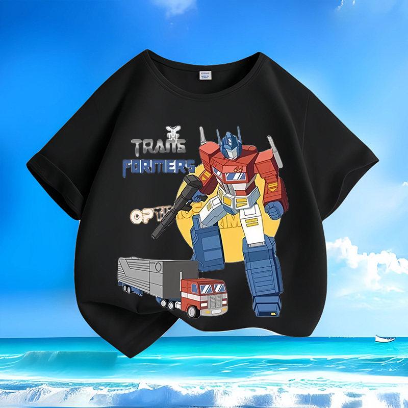 New Fashion Transformers Optimus Prime Children's T-Shirt Candy Color Print Parent-Child Outfit