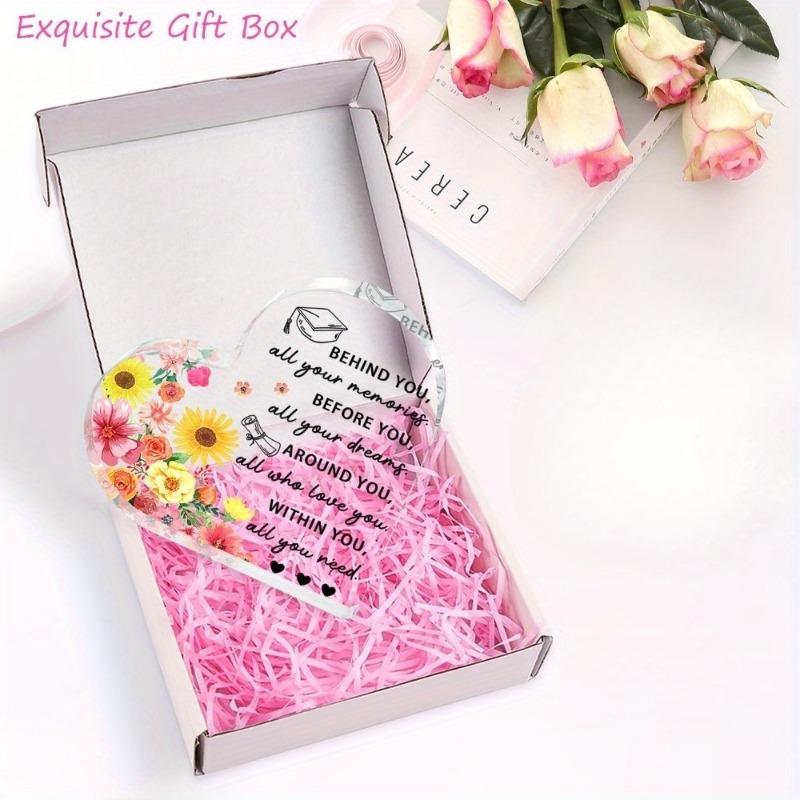2D Flat, Heart-Shaped Acrylic Graduation Plaque, with Inspirational Quote, Suitable for Wall Decoration, Porch, Room, Villa, Accents Home, Hallway, or