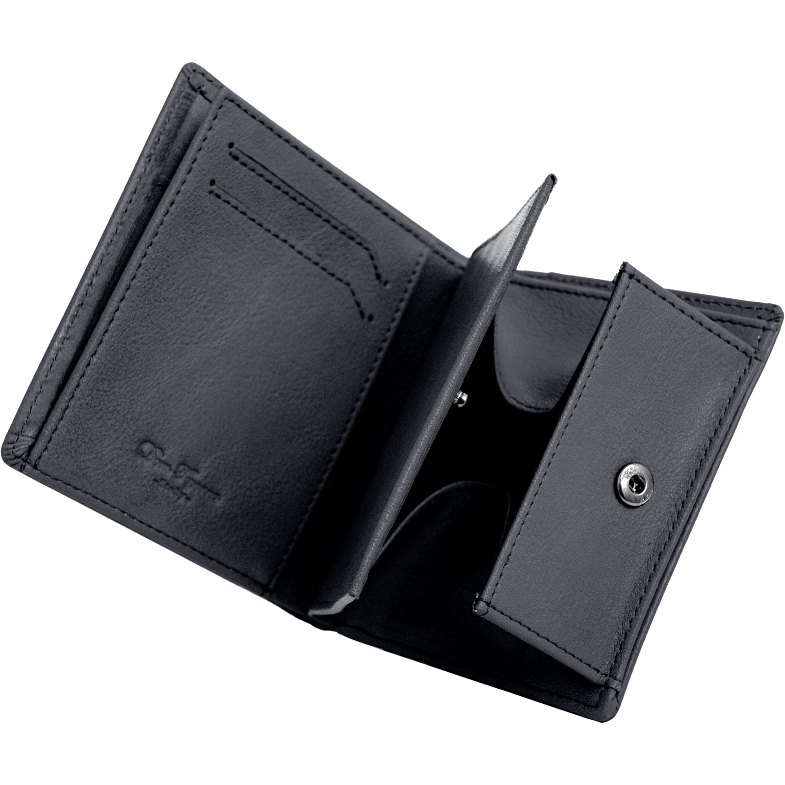

Кошелек двойного сложения Smart Italian Leather Soft Natural Leather Small Compact Slim Business Black [Dom Teporna] Мужской Multi-Pocket
