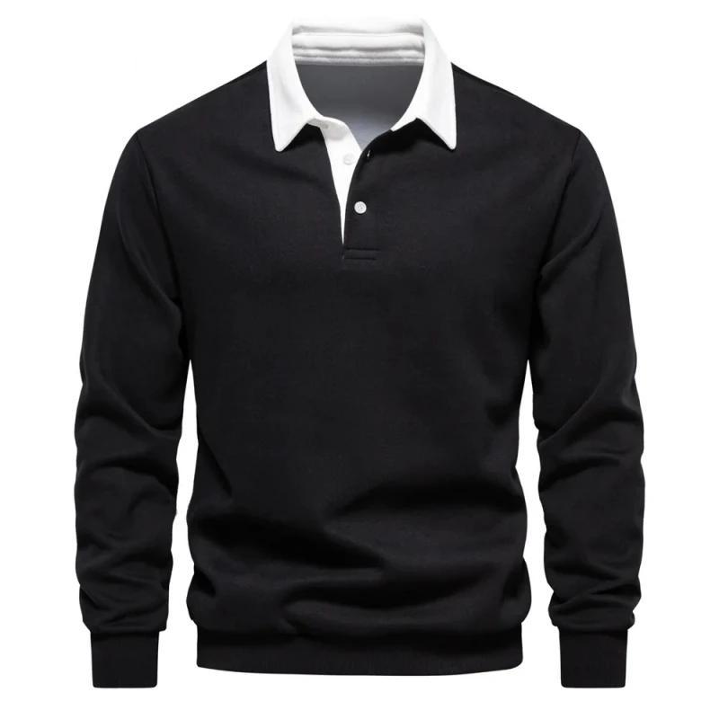 2025 Men's Pure Cotton Long Sleeved Polo Shirt for Autumn and Winter, New Fashionable and Casual Multifunctional Top