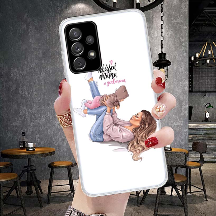 Baby Mom Girls Soft Phone Case For Samsung Galaxy A12 A22 A32 A52 A72 A02S A51 A50S A71 A70 A31 A20S Note 20 Ultra S10 A10S Gala