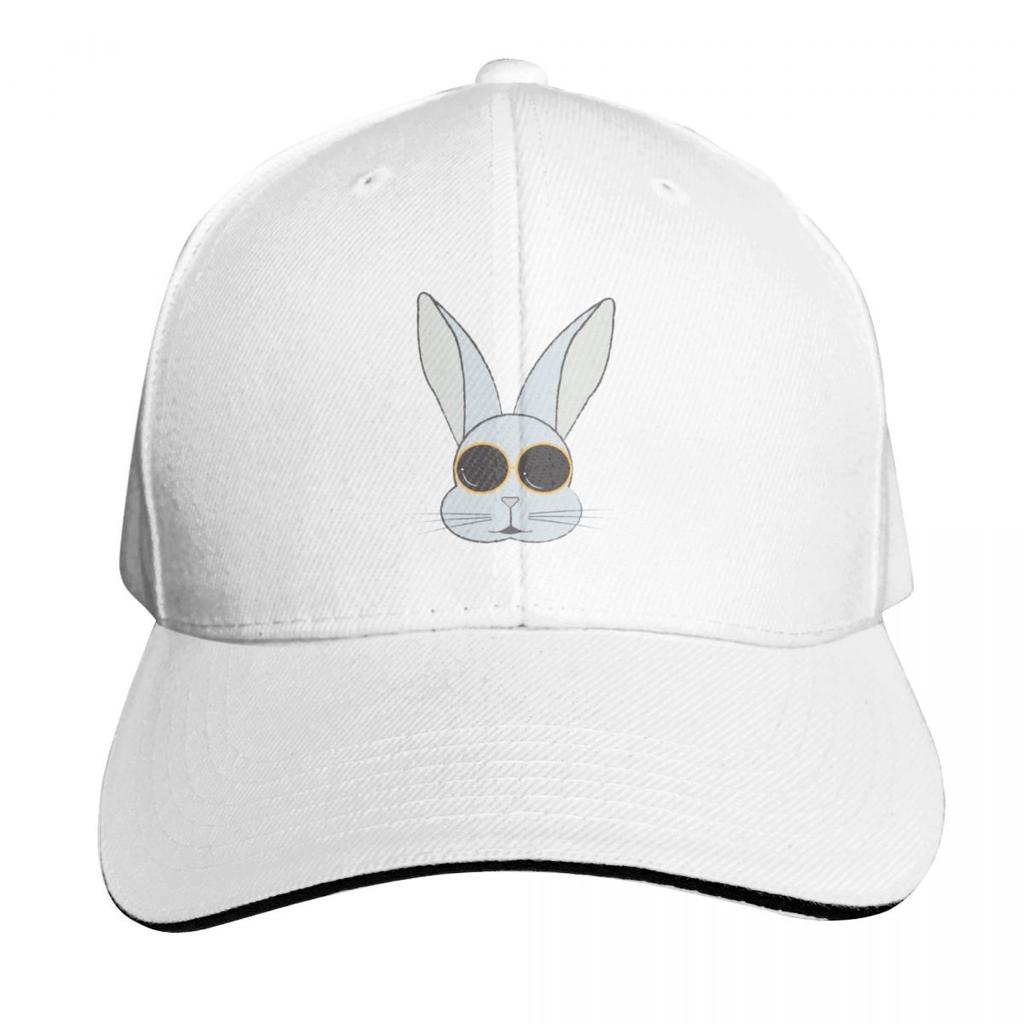bunny rabbit face with round sunglasses Baseball Cap Trucker Hat Luxury Cap Big Size Hat Ball Cap Golf Women Unisexs