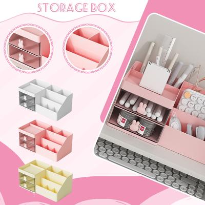 Desktop Transparente Kosmetik Aufbewahrungsbox Desktop Organizer mit Schubladen Stifthalter Schreibwaren Aufbewahrungsregal für Schreibtische