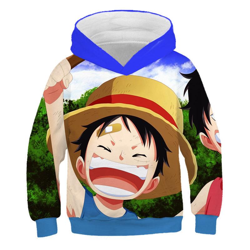 Autumn New One Piece Printed Children Pullover Anime Hot-blooded Cartoon Adventure Versatile Hooded Sweatshirt For Men and Women