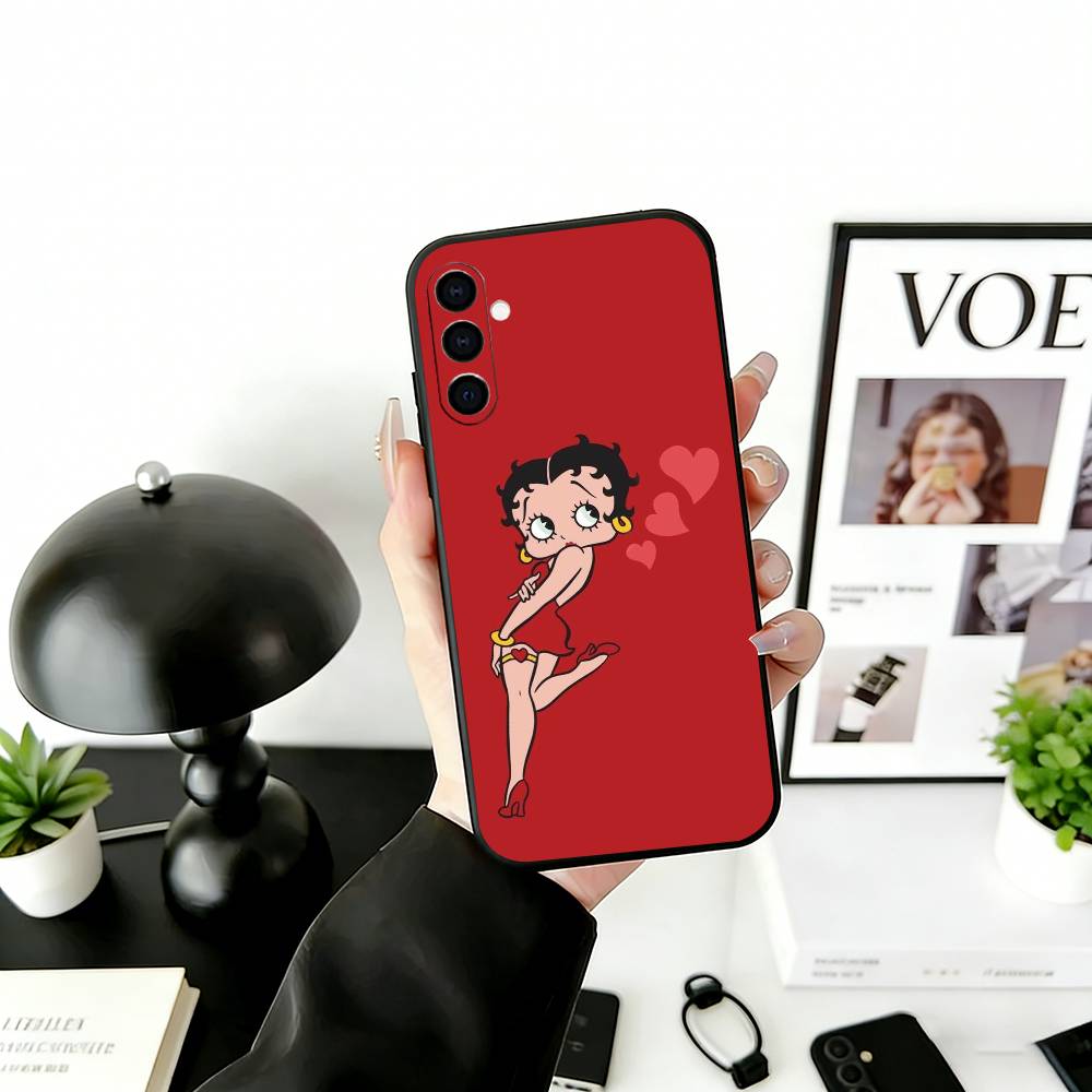 Be-Tty Boo-P Phone Case Black Silicone Soft For Samsung Galaxy A73,A72,A71,A70,A53,A52,A51