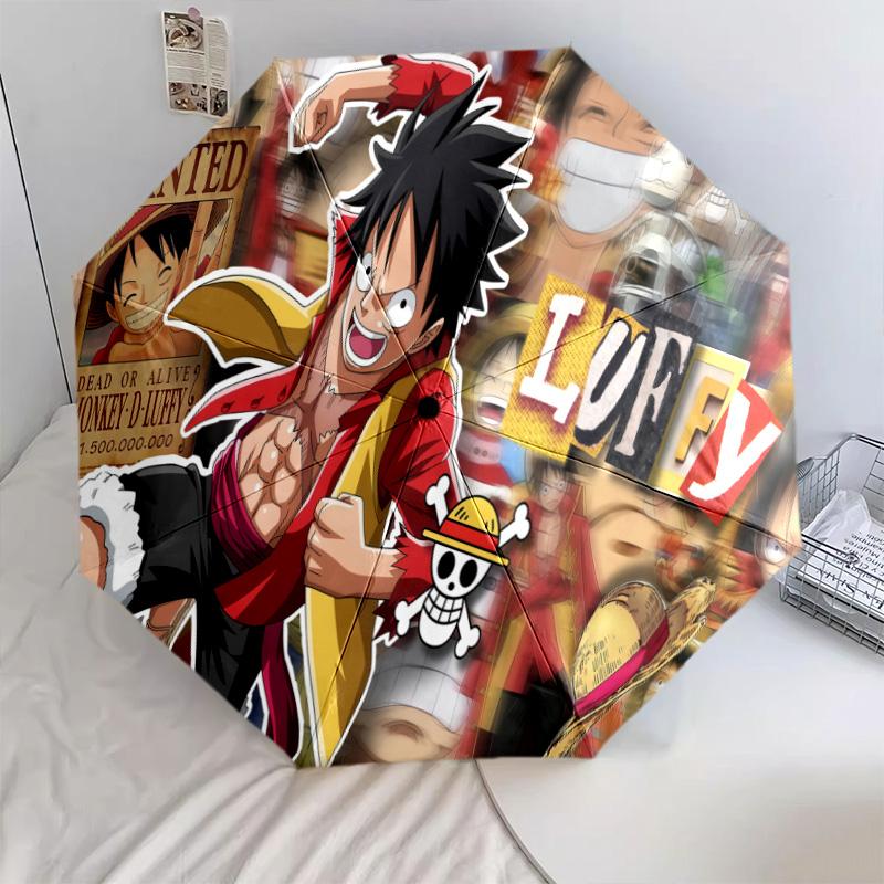 1 Adet Otomatik Katlanır Şemsiye - Anime One Piece Desenli Taşınabilir Katlanabilir Tasarım 8 Kemerli Noel Doğum Günü Hediyeleri