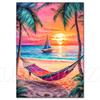 Cactus Sailboat Sunset 5D DIY Diamond Painting Kit Landscape Full Diamond Mosaic Cross Stitch Kit Room Decoration Gift