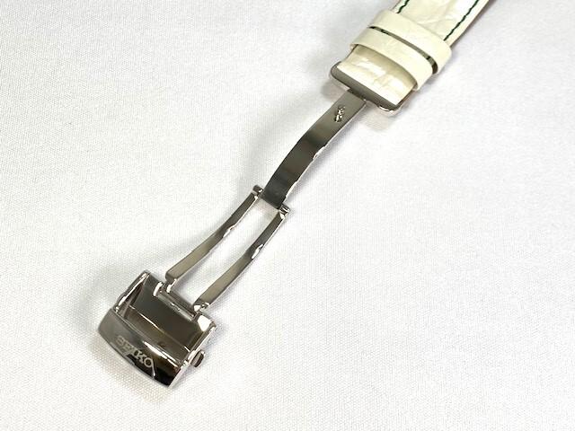 L03V013J0 SEIKO Brightz 20mm Leather for via Strap, Crocodile, White, SDGC007/ 6R21-00J0 (Ships Nekoposu)