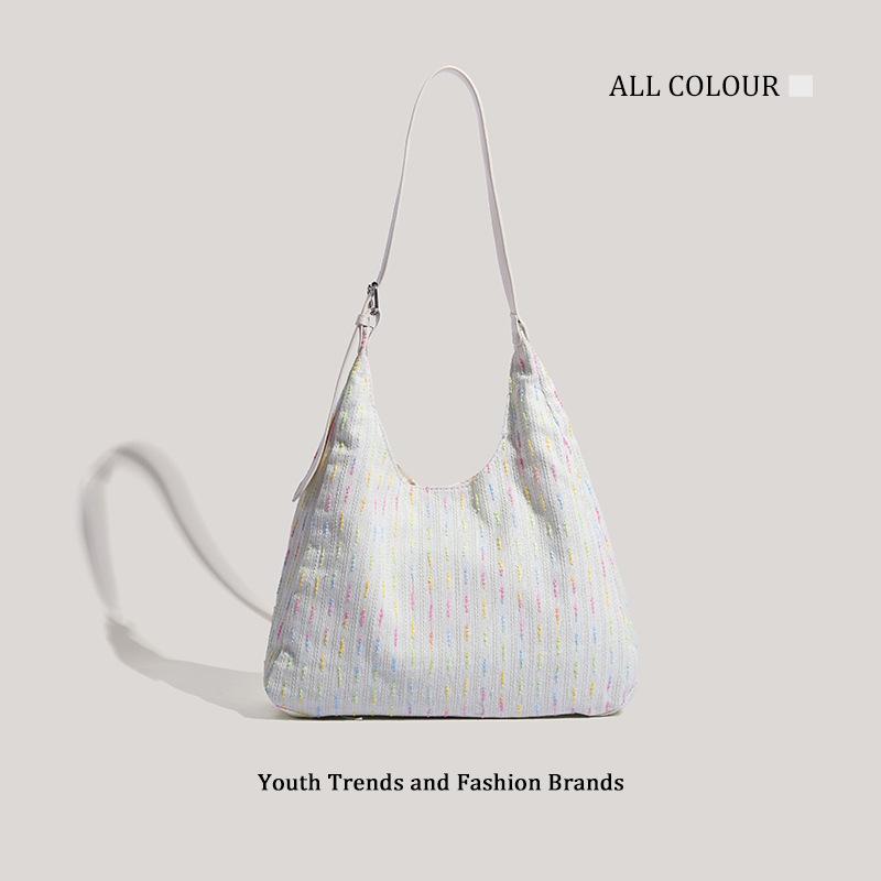 Neon Color Knitted Bag New Large Capacity Shoulder Tote Messenger Bag