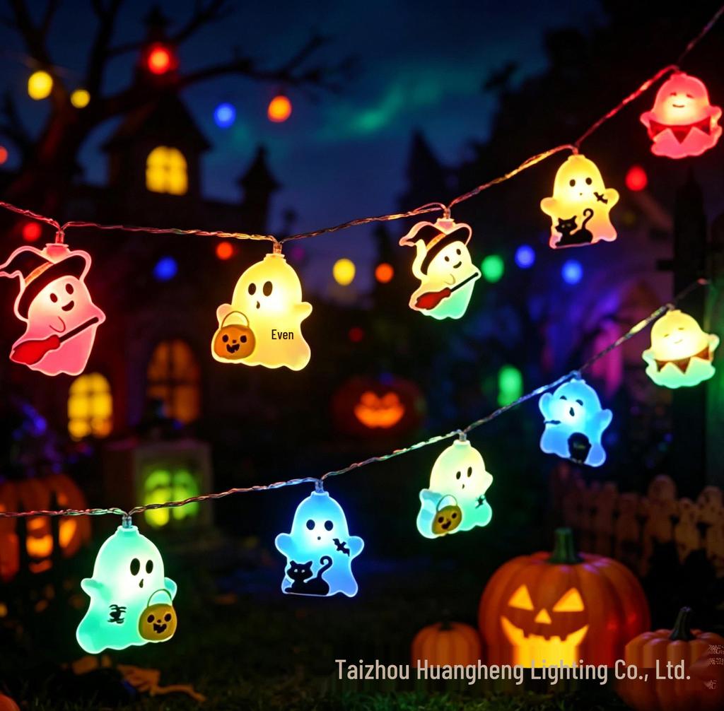 Colorful LED Halloween Ghost String Lights: Cute, Decorative Halloween Lighting