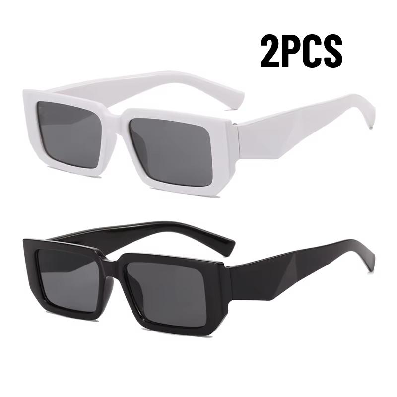 2pcs Square Vintage Sunglasses Women Designer Sun Glasses Fashion UV400 Protection White Popular Outdoor