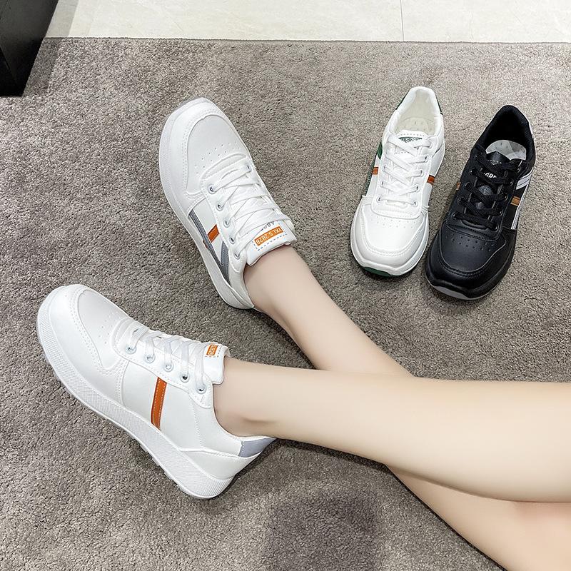 

Casual shoes spring new women s versatile muffin sole casual shoes PU lightweight student single shoes fashion women s trendy shoes 36-41 білий