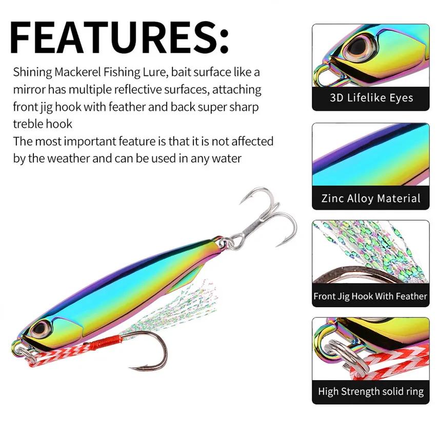 30pcs Plating Metal Cast Jig Spoon 10/20/30g Shore Casting Jigging Fish Sea Bass Fishing Lure Artificial Bait Tackle