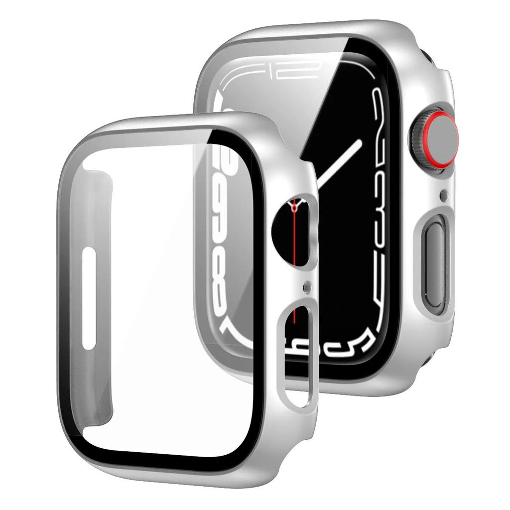 Tempered Glass+Cover For Apple Watch Case 45mm 41mm 44mm 40mm 42mm Screen Protector Apple Watch Accessories Serie 9 4 5 6 SE 7 8