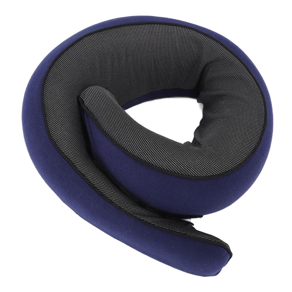 Neck Pillow Foldable Breathable Polyester Fiber Portable Memory Foam Travel Neck Pillow Navy Blue