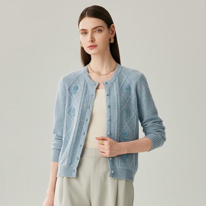 Zhaojun Women's Embroidered Thickened Cashmere Cardigan