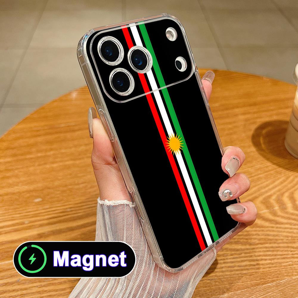 Kurdistan Flag Clear TPU Magsafe Mobile Phone Case for iPhone 17 16 15 14 13 12 11 Air Pro Max Plus Mini Colorful Cover