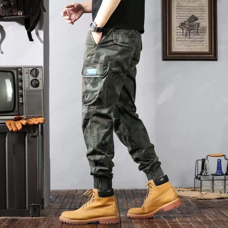 Direct Sales Direct Supply, Spring And Autumn Overalls, Toe-Tied Camouflage Multi-Bag Pants, Retro Washed Pants, Men And Women Of The Same Style
