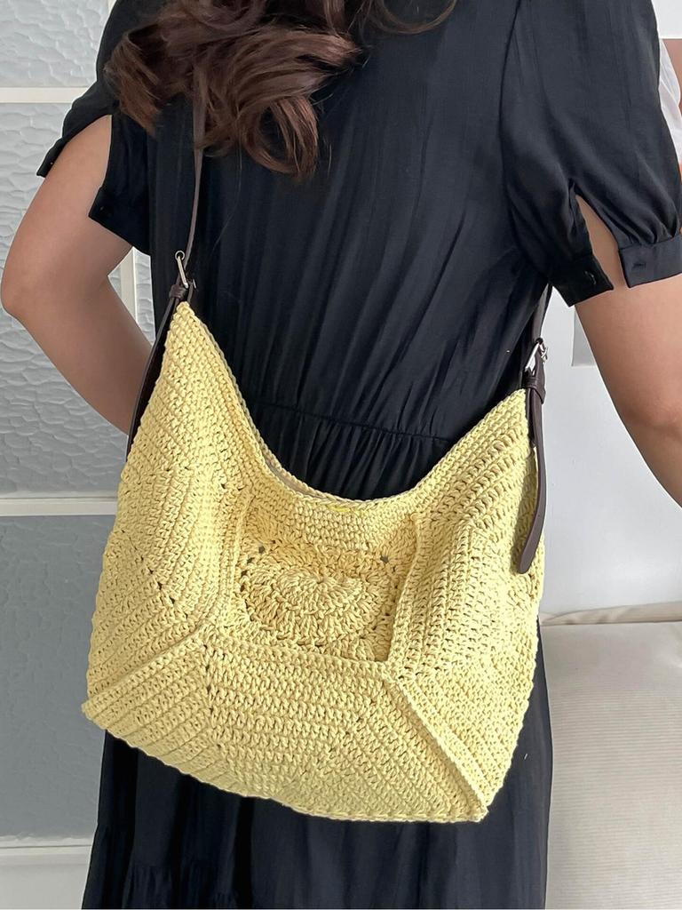Stylish Large-Capacity Woven Beach Bag - Versatile Fashion and Daily Commute Underarm Accessory